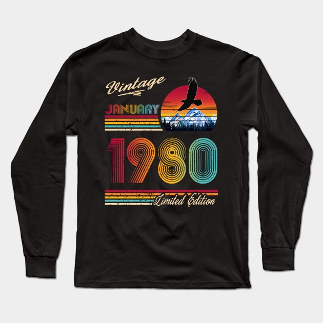 January 1980 Birthday Long Sleeve T-Shirt by Green Splash